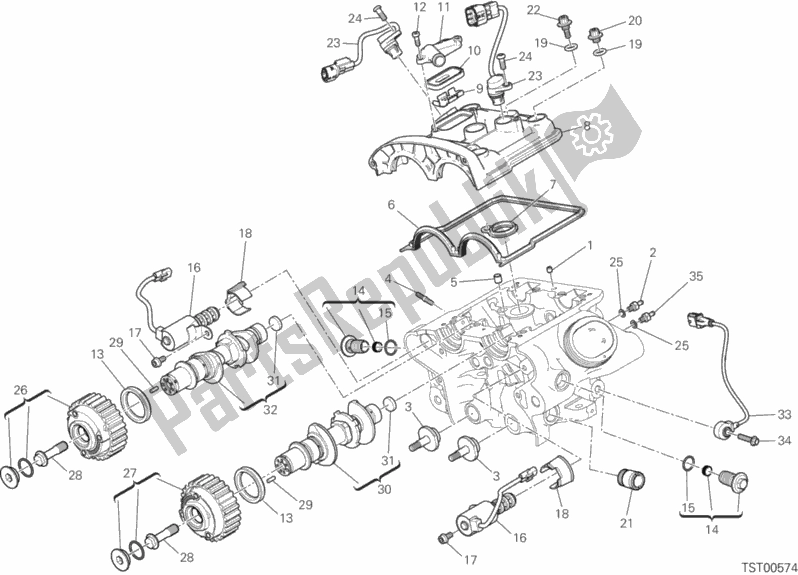 Todas as partes de Cabeça Do Cilindro Vertical - Cronometragem do Ducati Diavel Xdiavel S Thailand 1260 2018